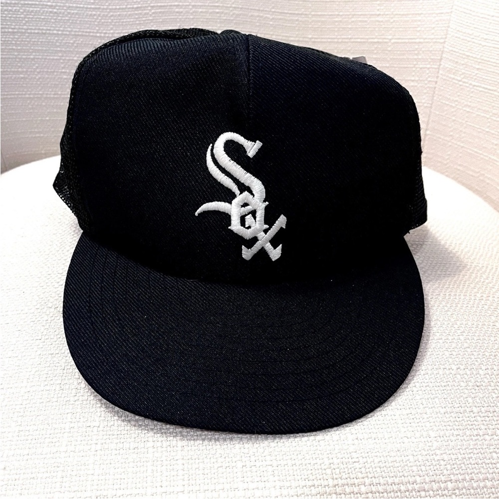 VINTAGE Chicago White Sox Hat Cap Snap Back Black ANNCO MLB Baseball Mens NOS